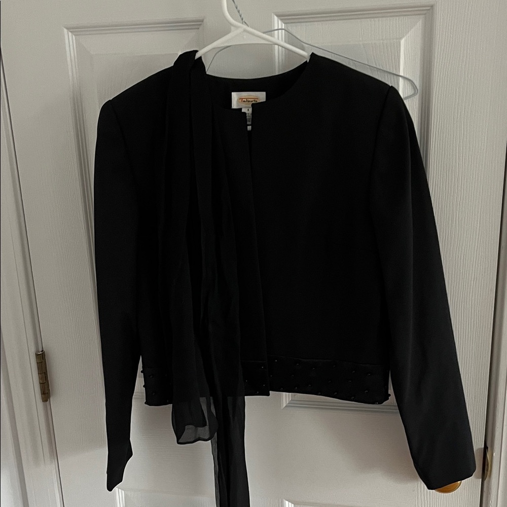 Talbots Dress Jacket with beading and detachable chiffon scarf